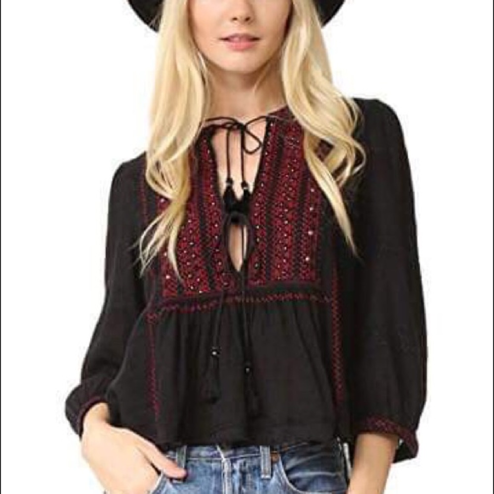 Free People The Wild Life embroidered top